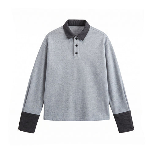 Unisex Boxy‑Polo‑Sweatshirt mit Kontrastkragen und verlängerten Ärmelbündchen Nord Taschen
