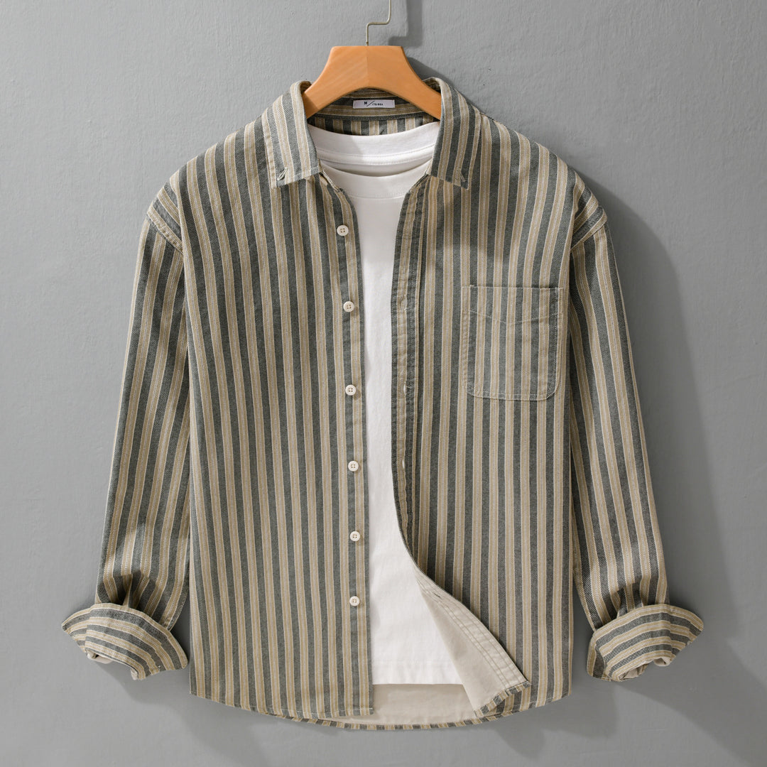 Herren Hemd mit Button-Down-Kragen aus atmungsaktivem Leinen-Baumwollmix in Relaxed-Passform Nord Taschen
