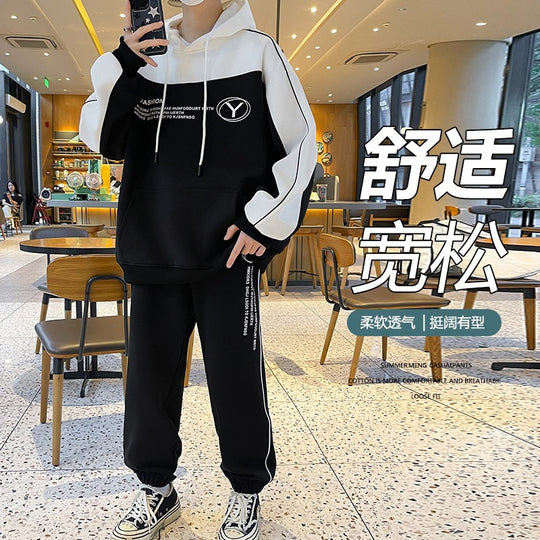 Herren Oversize-Trainingsset mit Block-Design Hoodie und konischer Jogginghose Nord Taschen