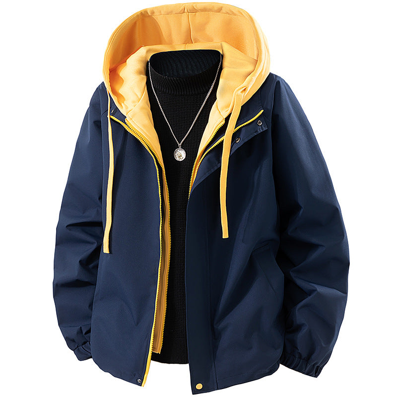 Herren Zweilagige Windbreaker-Kapuzenjacke mit Kontrastfutter und verdecktem Reißverschluss Nord Taschen