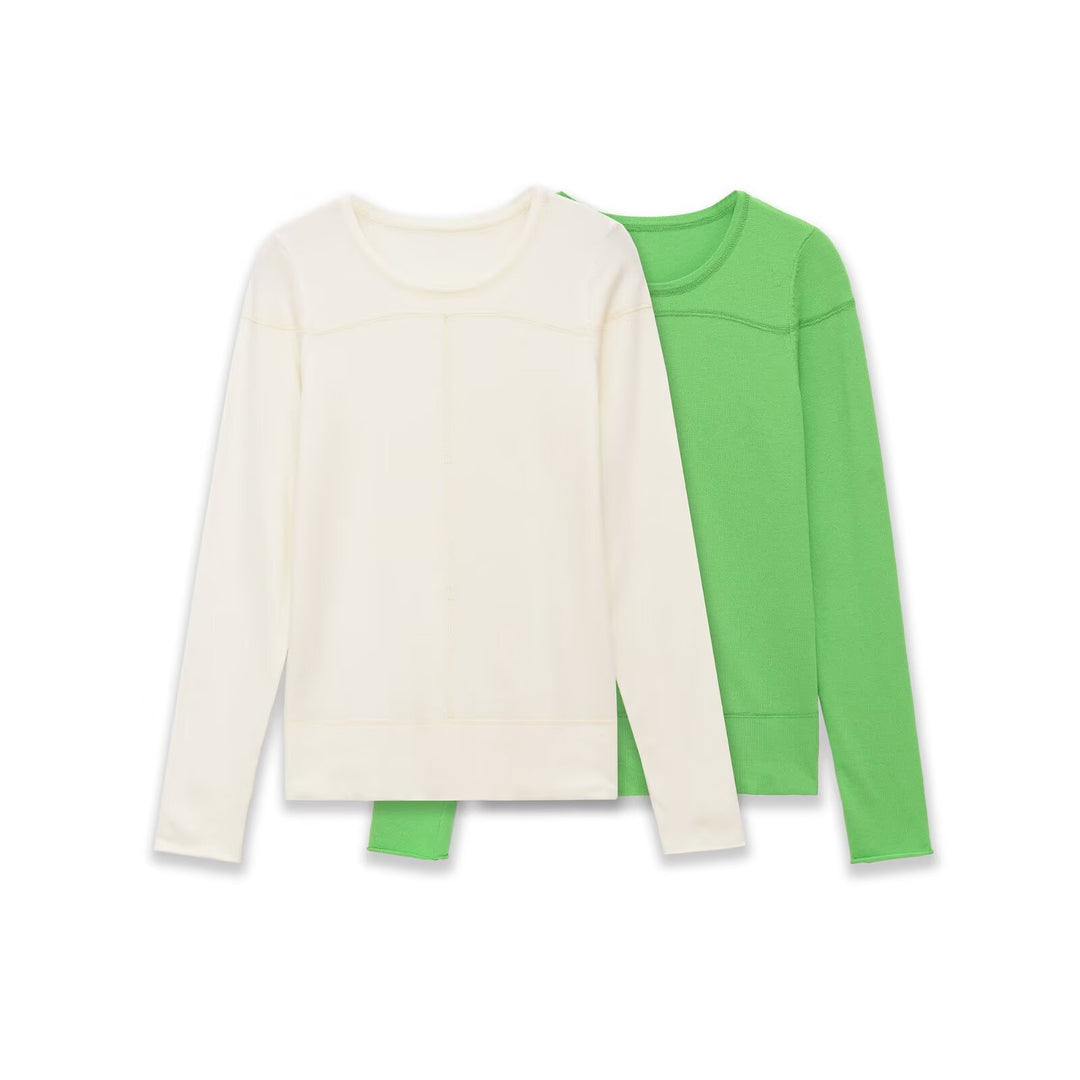Damen Leichter Feinstrickpullover mit Rundhalsausschnitt und dekorativen Nahtdetails Nord Taschen