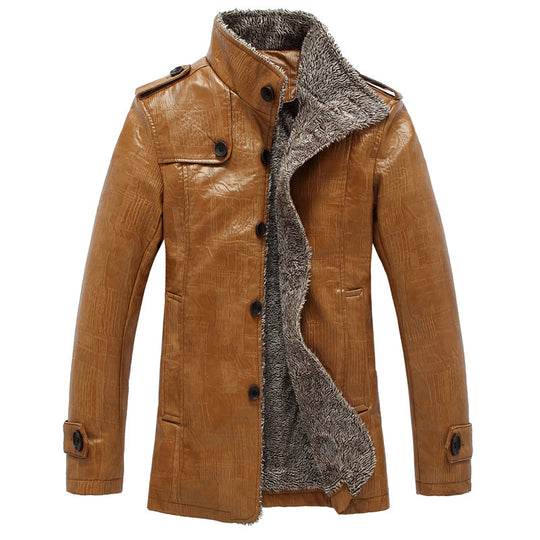 Herren schlanke Kunstleder-Motojacke mit Stehkragen, ergonomischer Nahtführung und leichter Thermofütterung Nord Taschen