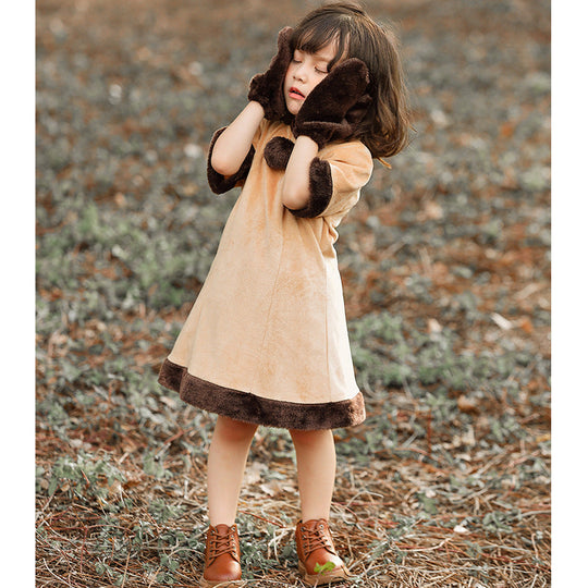 Mädchen Kapuzenkostüm mit tierischer Optik und flauschigem Material Nord Taschen