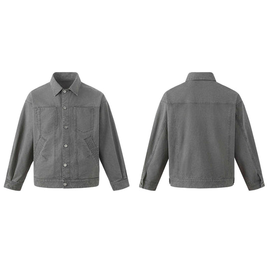Herren Boxy-Canvas-Blouson im Workwear‑Look mit Hemdkragen und gesteppter Taschenpartie Nord Taschen