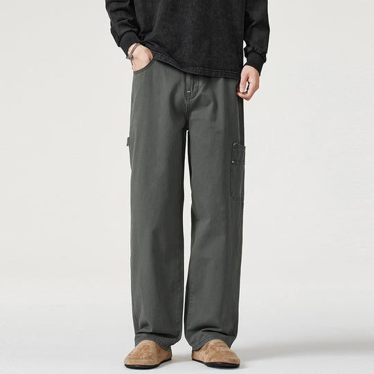 Herren Lockerweite Twill-Cargohose mit aufgesetzten Seitentaschen und geradem Bein Nord Taschen