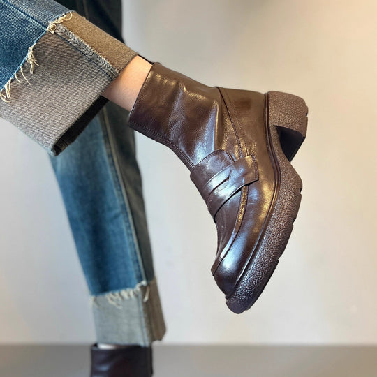 Damen Chunky Ankle Boots mit elegantem Absatz und klassischem Loafer-Design Nord Taschen