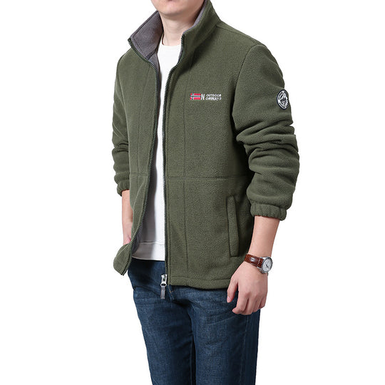 Herren Fleece-Outdoorjacke mit Stehkragen durchgehendem Reißverschluss und elastischen Bündchen Nord Taschen