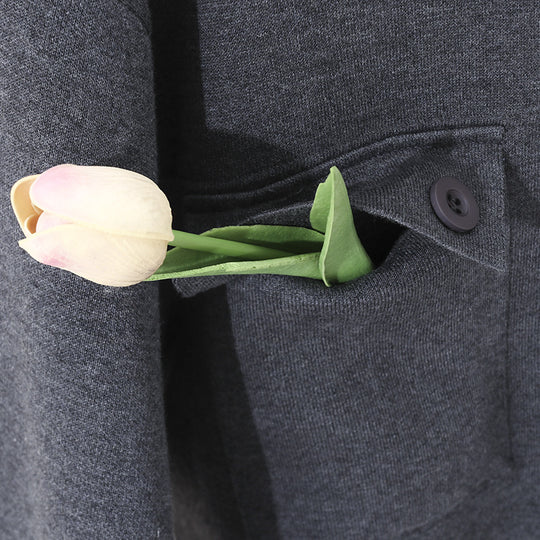 Damen Kurze strukturierte Strickjacke mit Stehkragen, Metallreißverschluss & Brusttaschen Nord Taschen