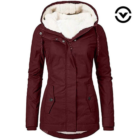 Damen Wasserabweisender Parka mit Teddyfutter, Kapuze und Taillierter Passform Nord Taschen