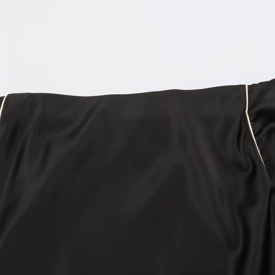 Damen Satin-Midirock mit seitlichem Paspelband und A-Linien-Schnitt Nord Taschen