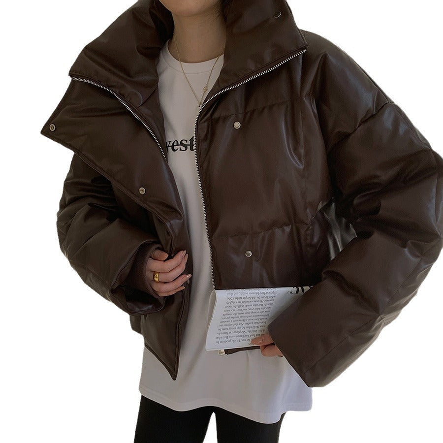 Damen Modische Lederdaunenjacke Nord Taschen