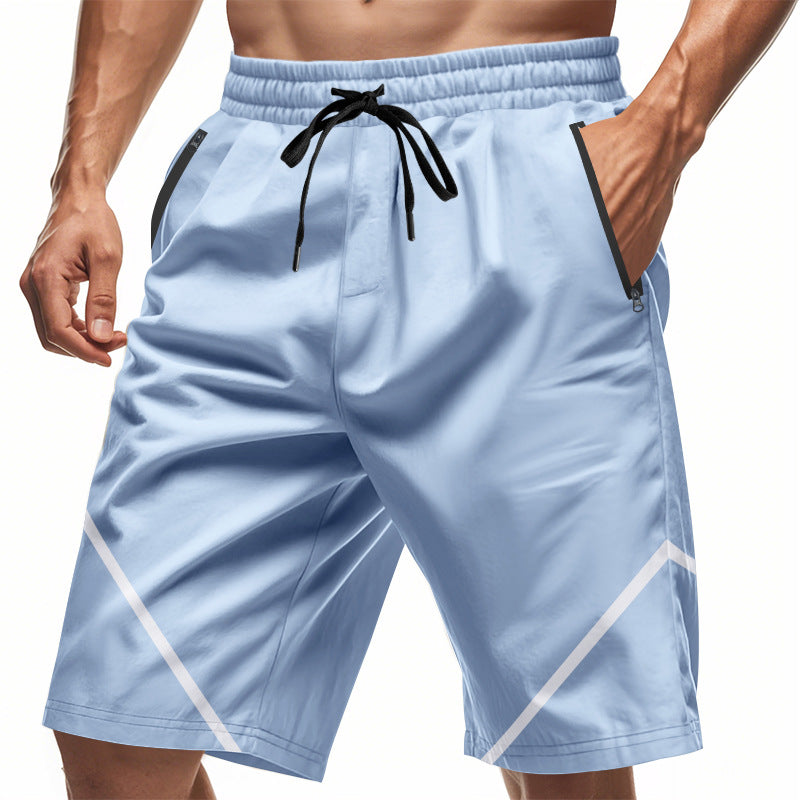 Herren nan atmungsaktive Trainingsshorts mit Reißverschlusstaschen und elastischem Tunnelzugbund