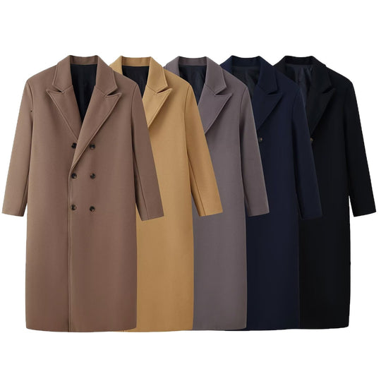 Herren Doppelreihiger Longcoat mit schmalem Revers und geradem Schnitt Nord Taschen