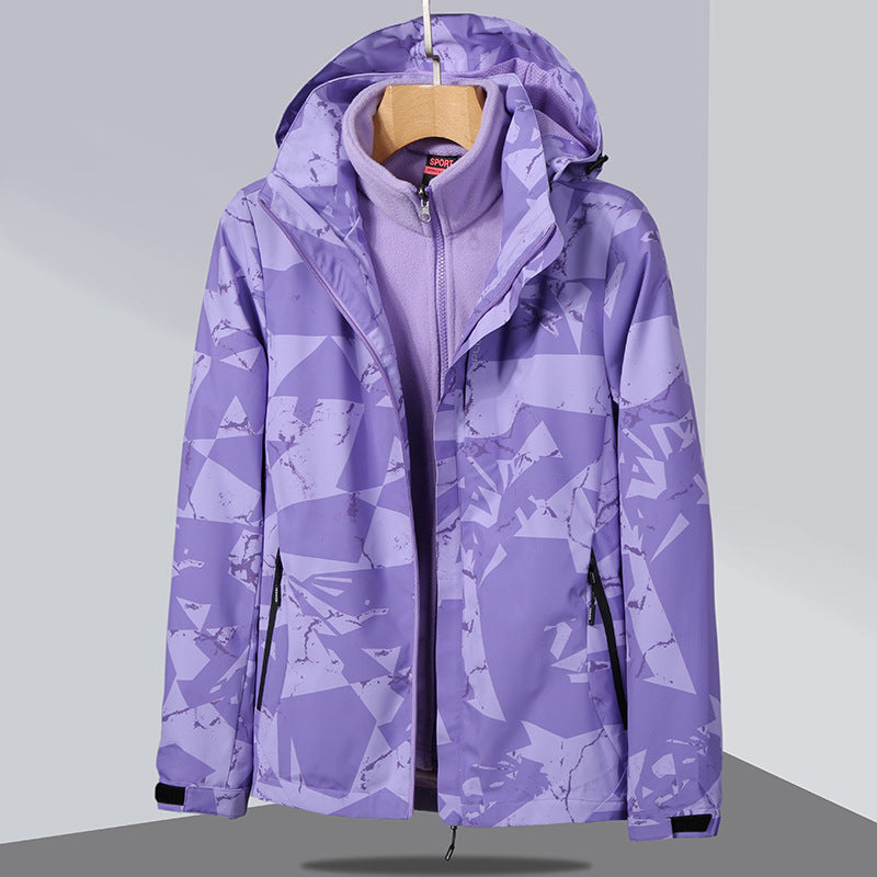 Damen zweilagige Softshelljacke mit abnehmbarer Fleece-Innenjacke und Kapuze Nord Taschen