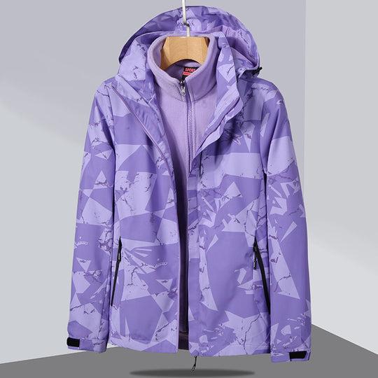 Damen zweilagige Softshelljacke mit abnehmbarer Fleece-Innenjacke und Kapuze Nord Taschen