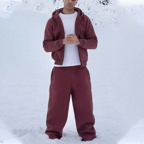 Herren nan Oversize Zip-Hoodie und Relaxed Sweatpants Set Nord Taschen