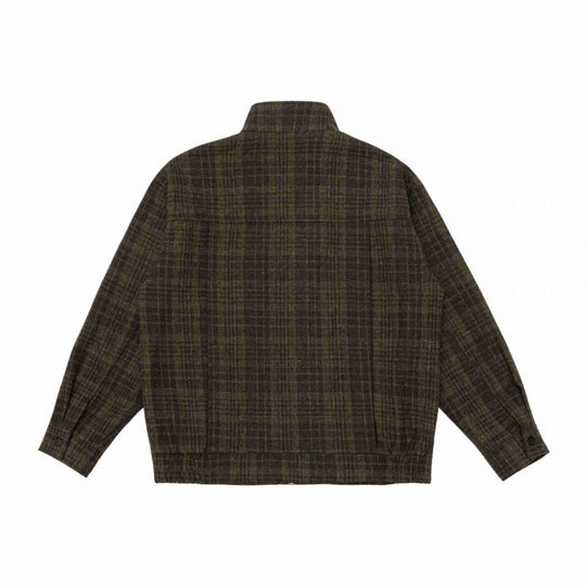 Herren Boxy-Blouson aus Wollmix mit Stehkragen, verdeckter Knopfleiste und Lederapplikationen Nord Taschen