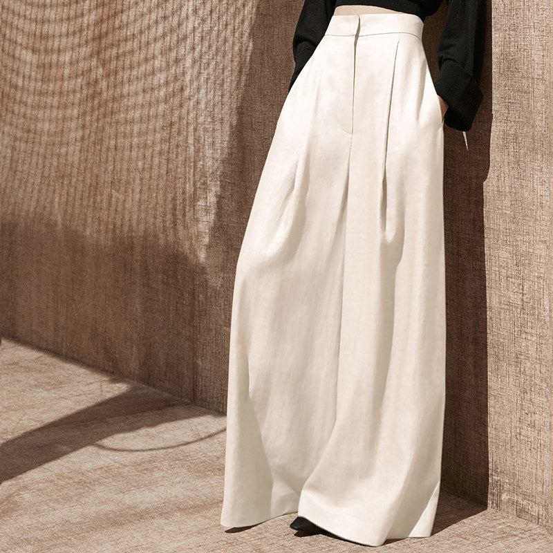 Damen Weite Leinenhose Nord Taschen