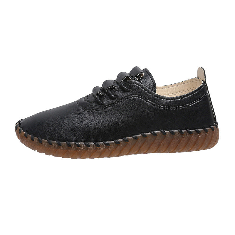 Damen nan handgenähter Komfort-Sneaker mit elastischer Schnürung und profilierter Kautschuksohle Nord Taschen