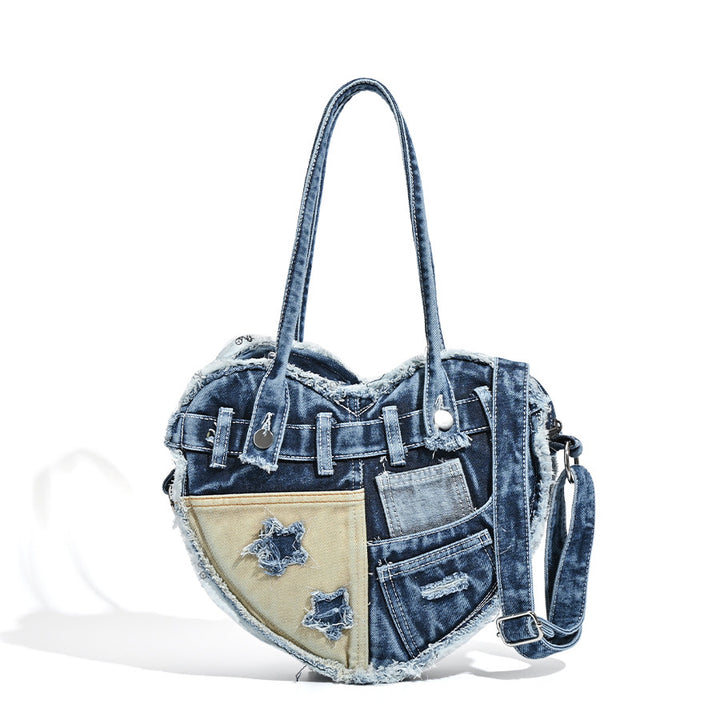 Damen Herzförmige Denim-Handtasche mit verspieltem Design Nord Taschen