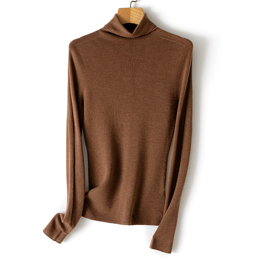 Damen Feiner Rollkragen-Feinstrickpullover mit schmaler Silhouette und elastischem Saum Nord Taschen