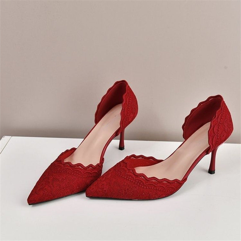 Damen elegante Slingback-Pumps mit zarter Spitzenverzierung - Vittorelli