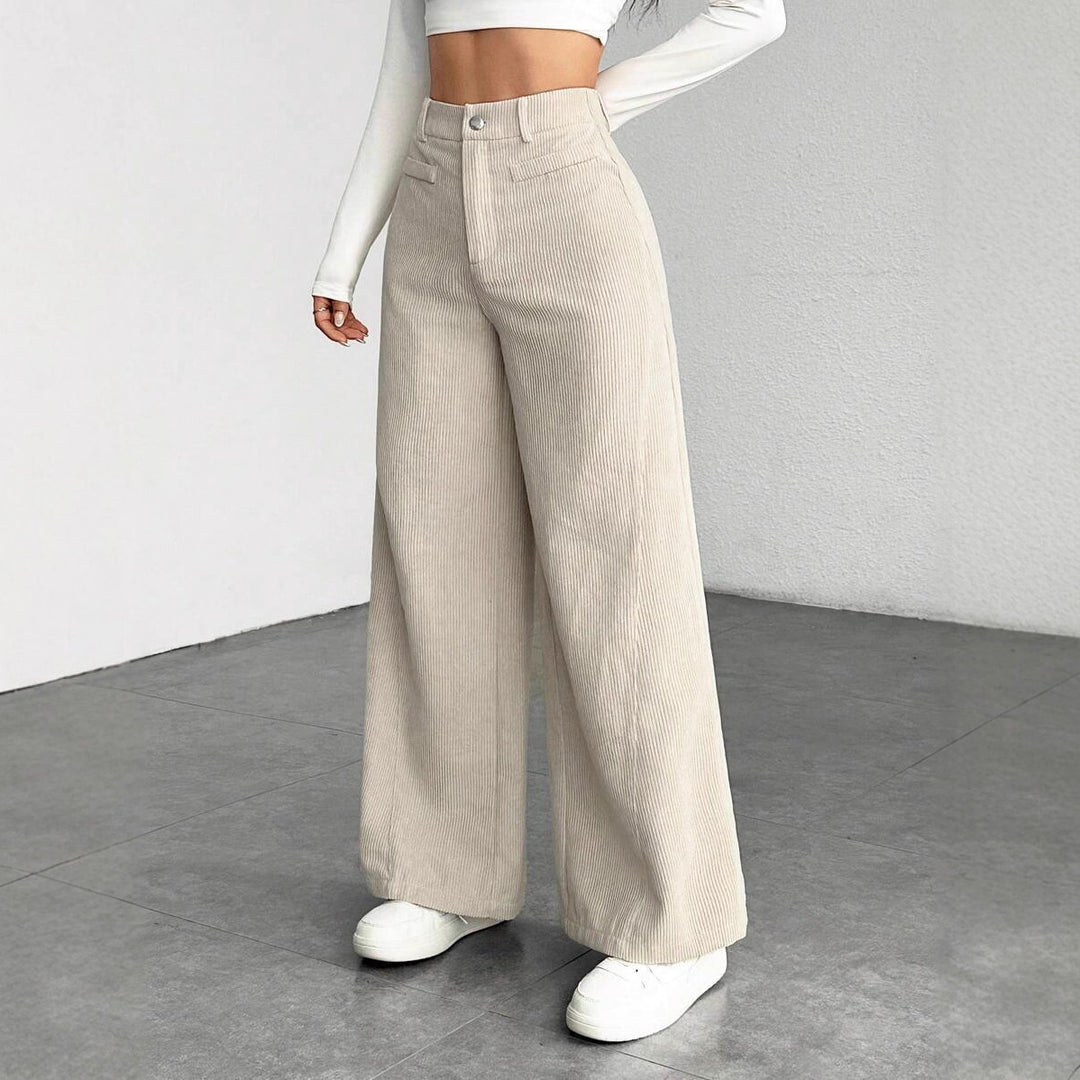 Damen Elegant und hoch taillierte Plisseehose Nord Taschen