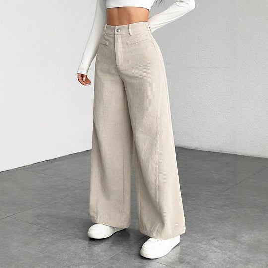 Damen Elegant und hoch taillierte Plisseehose Nord Taschen