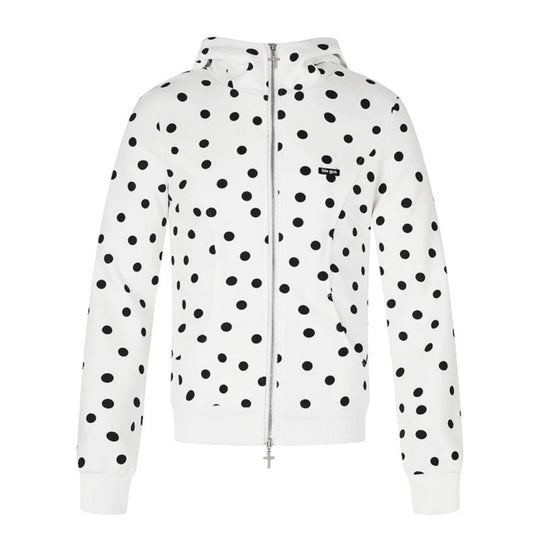 Damen Figurnahe Kapuzen‑Sweatjacke mit Punktmuster, Metall-Frontreißverschluss und Kängurutaschen Nord Taschen
