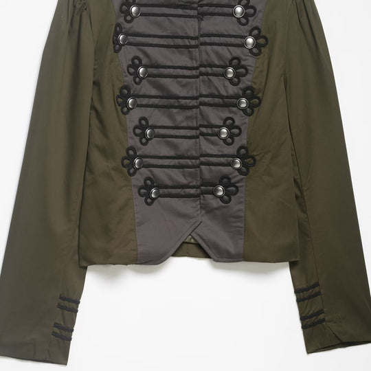 Damen Militärinspirierte Kurzjacke mit Zierkordeln, Stehkragen und Epauletten Nord Taschen