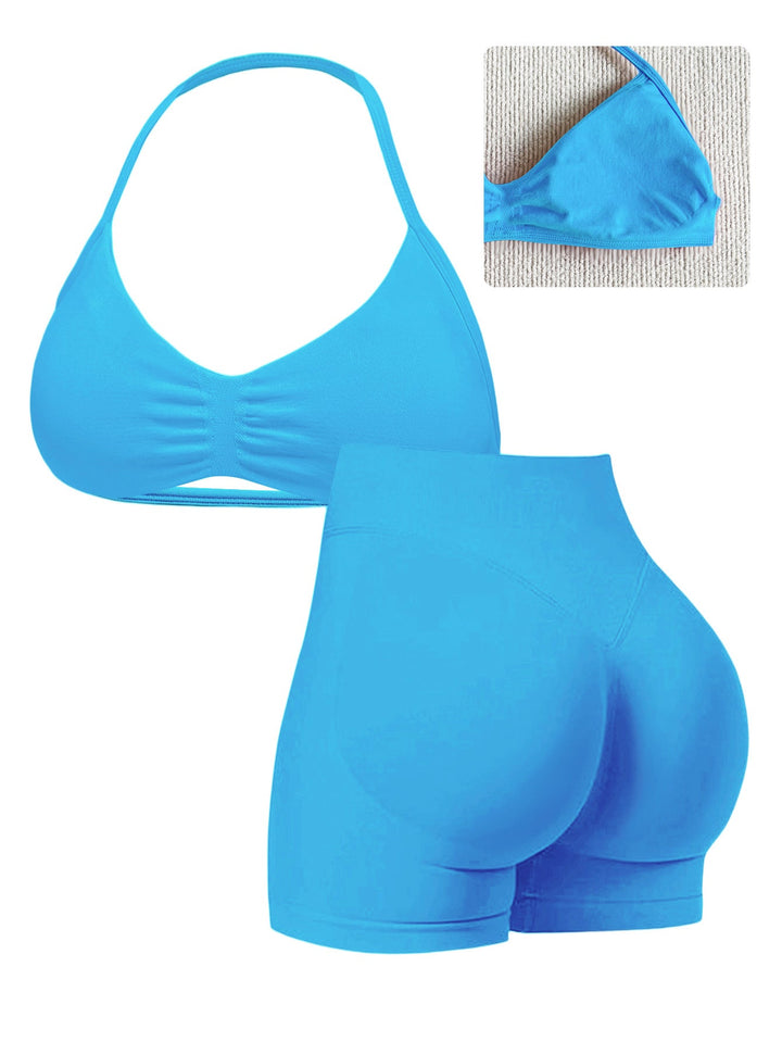 Damen Sport-Bikini-Oberteil mit hoch geschnittenen Shorts und nahtlosem Design
