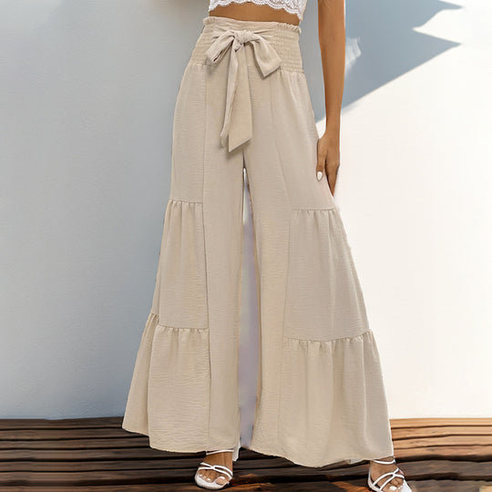 Damen Fließende Palazzo-Hose mit Gürteldetail Nord Taschen