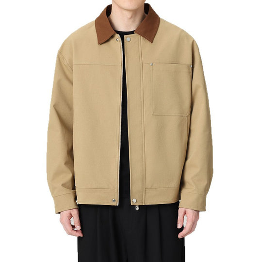 Herren Kurzjacke im Workwear-Look mit Kontrastkragen, verdecktem Reißverschluss und Brusttasche Nord Taschen