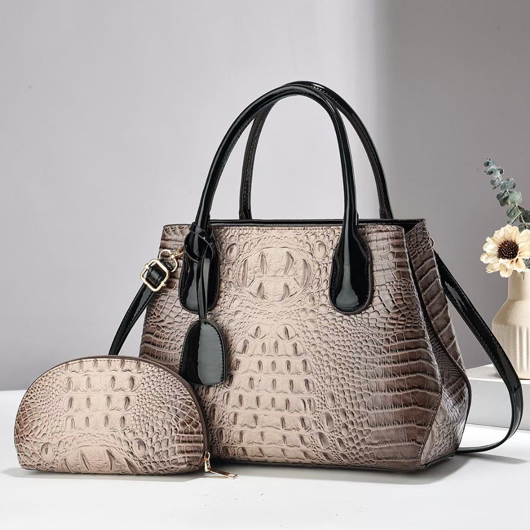 Damen Handtasche mit elegantem Krokodil-Look und abnehmbarer Clutch Nord Taschen