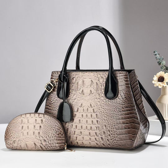Damen Handtasche mit elegantem Krokodil-Look und abnehmbarer Clutch Nord Taschen