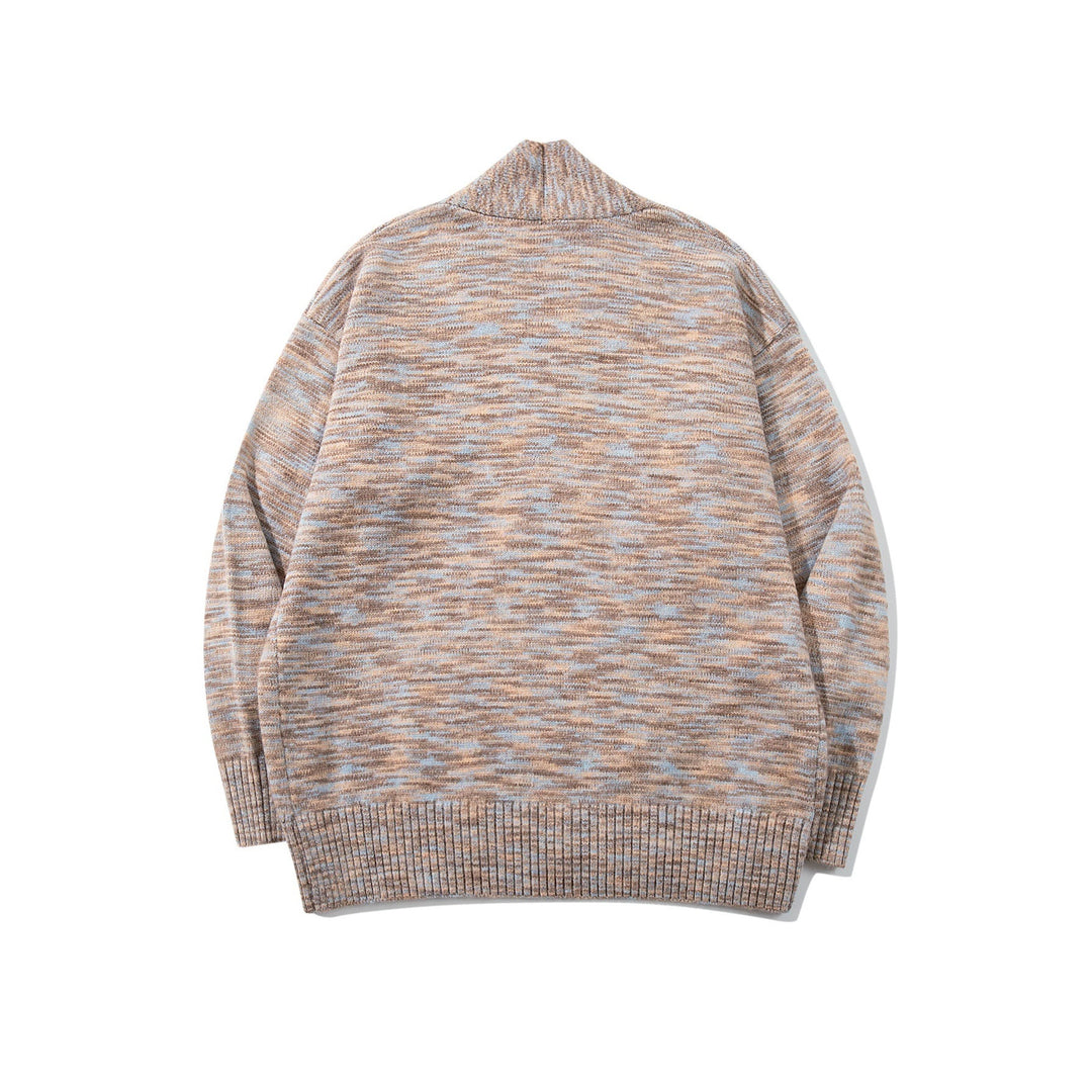 Damen Oversize-Strickcardigan mit tiefem V-Ausschnitt, Knopfleiste am Saum und melierter Struktur Nord Taschen