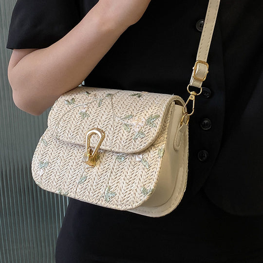 Damen Umhängetasche mit floralen Stickereien und hochwertigem geflochtenem Design Nord Taschen