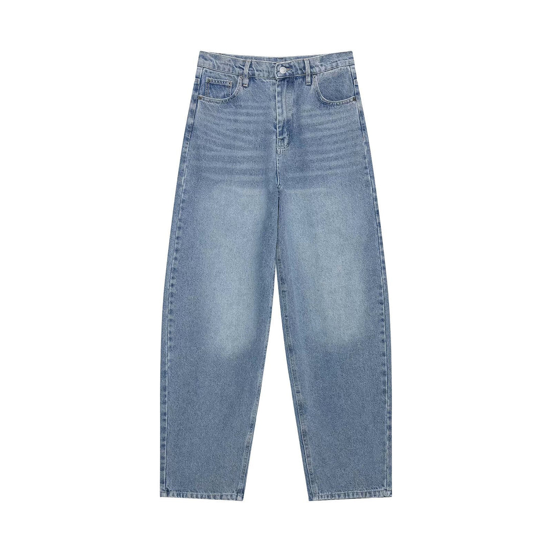 Damen Hochtaillierte kurzgeschnittene Jeans mit weitem Bein aus Denim Nord Taschen