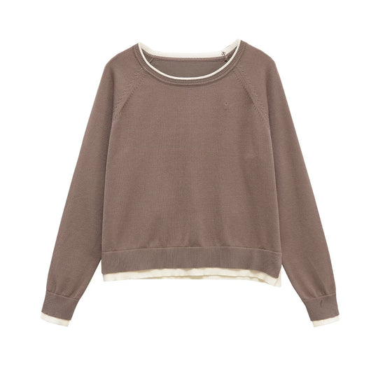 Damen Feinstrick-Pullover mit Lagenoptik, Rundhalsausschnitt und Raglanärmeln Nord Taschen