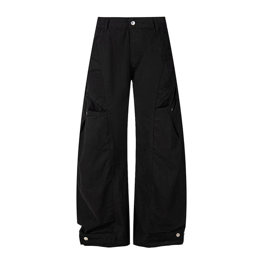 Damen Weite Cargo-Palazzo-Hose mit hohem Bund, großen Klappentaschen und verstellbarem Saum Nord Taschen