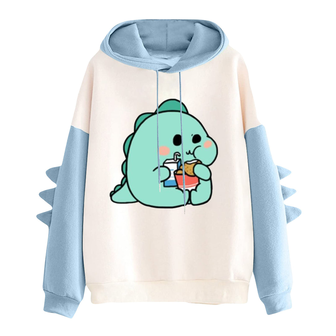 Damen nan Kapuzenpullover mit niedlichem Frosch-Motiv, Kängurutasche und volumigen Ärmelapplikationen Nord Taschen
