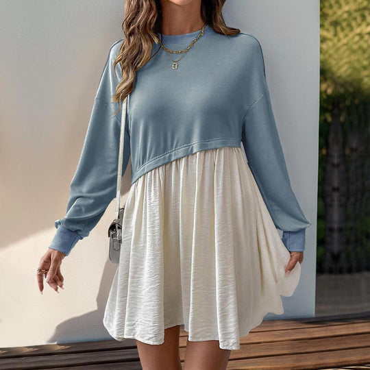 Damen Lässiges Sweatshirt‑Minikleid im Babydoll‑Lagenlook mit fließendem Rockteil Nord Taschen