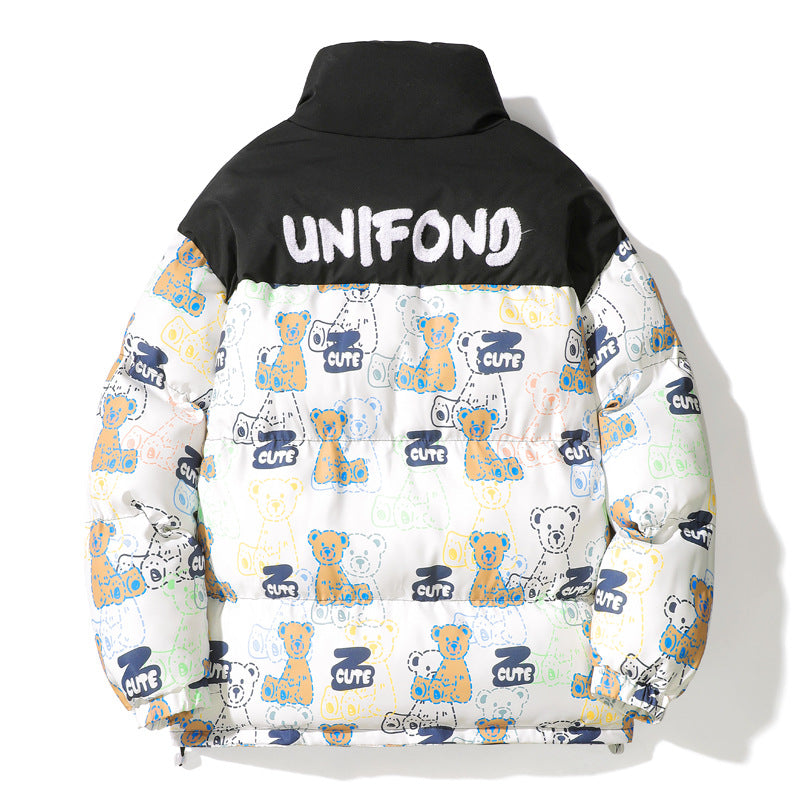 Unisex Gestepptes Teddy‑Print Pufferjacke mit hohem Kragen Nord Taschen