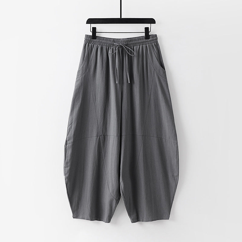 Damen Leichte Haremshose mit weitem Bein und elastischem Bund Nord Taschen