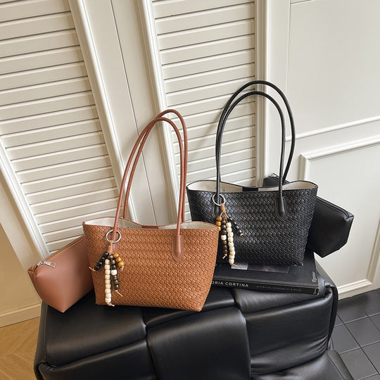 Damen geflochtene Ledertasche mit zusätzlichen Anhängern Nord Taschen