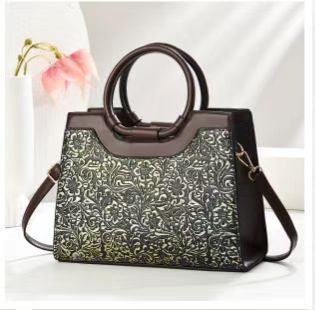 Damen elegante Strukturierte Handtasche mit floralen Mustern Nord Taschen
