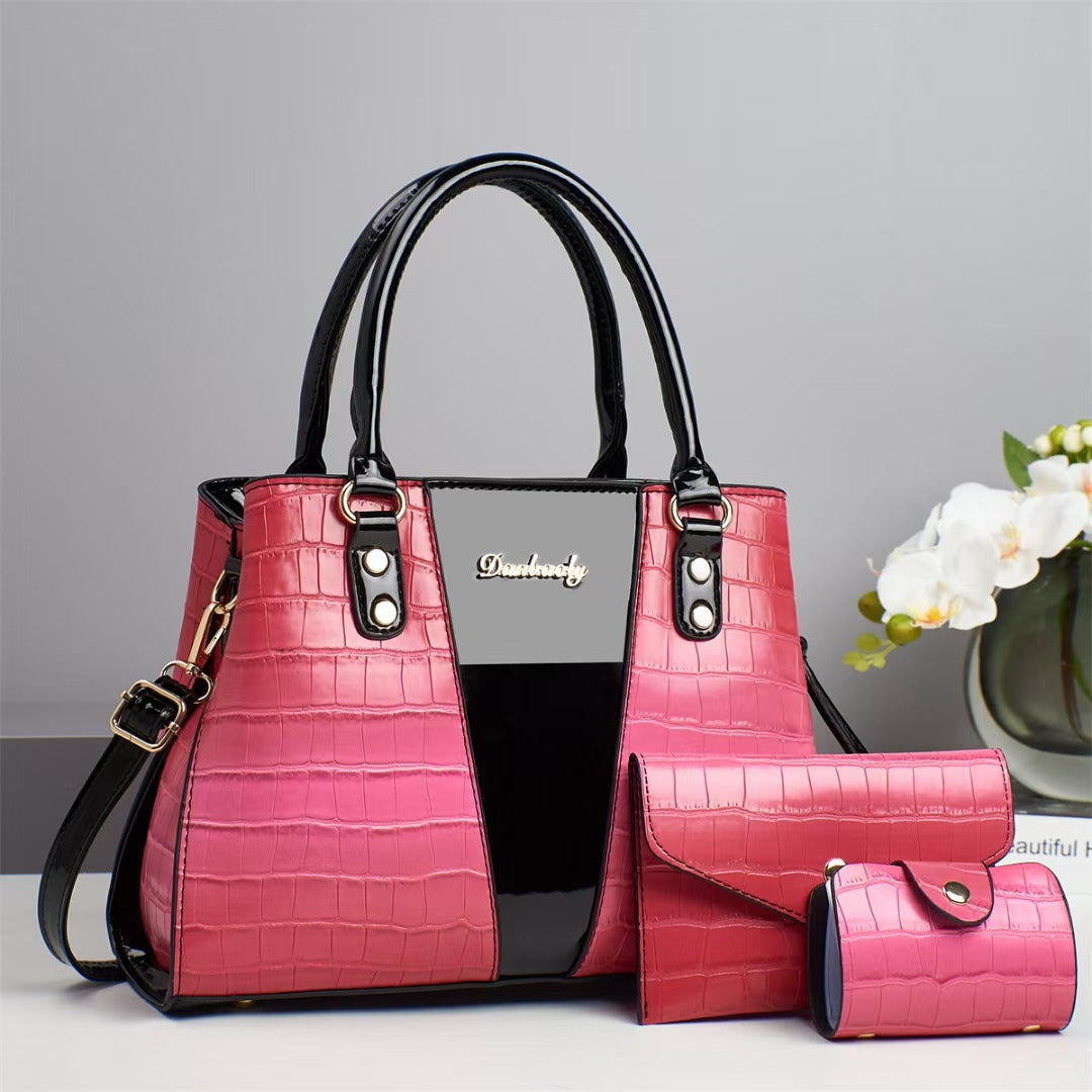 Damen elegante Handtasche mit Kroko-Prägung und abnehmbarer Geldbörse Nord Taschen