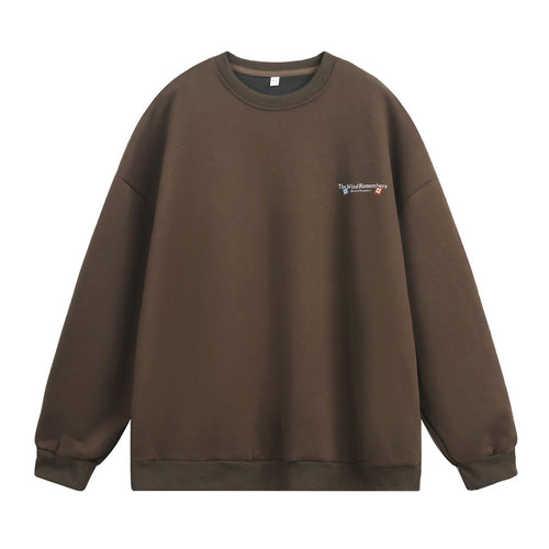 Unisex Oversize Rundhals-Sweatshirt mit Fleece-Innenfutter und minimalistischer Bruststickerei Nord Taschen