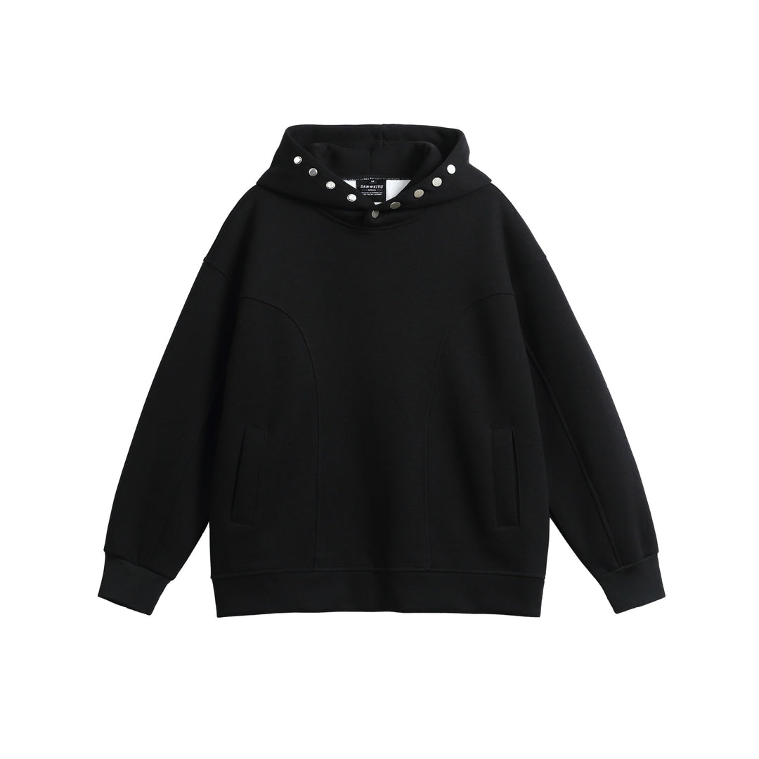 Unisex Oversize Kapuzenpullover mit Druckknopffunnel und Teilungsnähten Nord Taschen