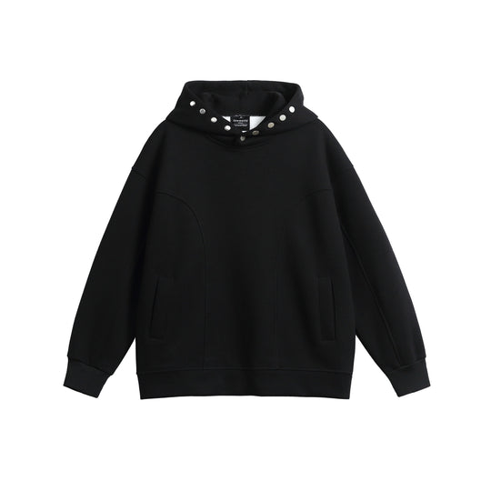 Unisex Oversize Kapuzenpullover mit Druckknopffunnel und Teilungsnähten Nord Taschen